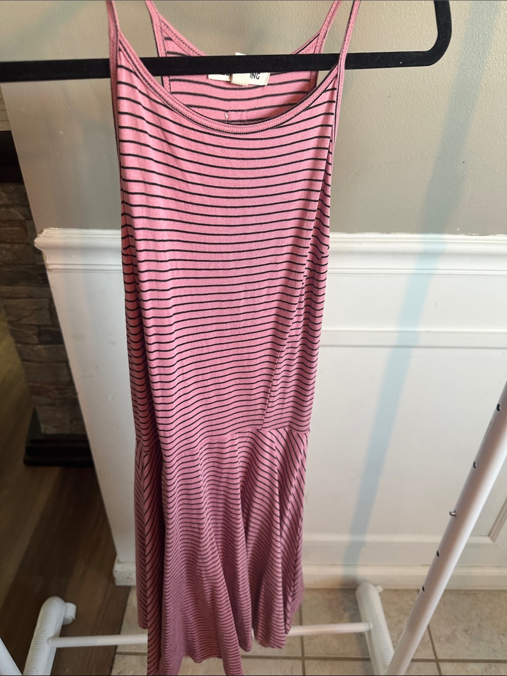Striped Pink Spaghetti Strap Women's Dress